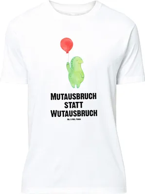Produktbild von Mr. & Mrs. Panda Größe M T-Shirt Schildkröte Luftballon - Weiß - Geschenk, Motivationsspruch, Herren, mit Spruch, Schildkröten, Tshirt, Shirt