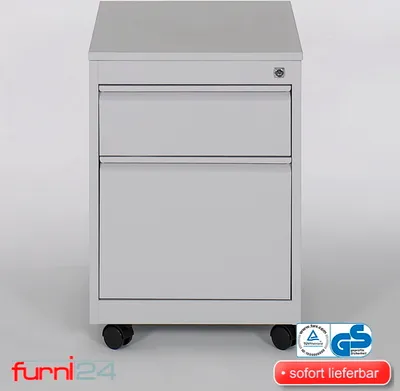 Produktbild von Rollcontainer, 2 Schübe, Farbe grau RAL 7035 pulverbeschichtet