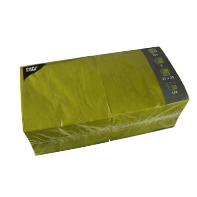 Produktbild von 1000 Papstar Servietten, 3-lagig 1/4-Falz 33 cm x 33 cm olivgrün 81657