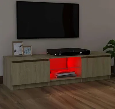 Produktbild von "Rabatt" TV-Schrank - Fernsehschrank - TV-Lowboard - mit LED-Leuchten - Sonoma-Eiche 120x30x36 cm - TV-Schränke CC20617