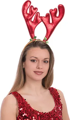 Produktbild von Rentier-Haarreif Weihnachten rot