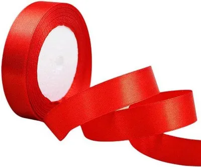 Image de Ruban de satin 20 mm, 22 mètres, rouge, soie, ruban décoratif, pour mariage, fête, cadeau