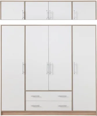 Produktbild von TKmoebel Viertüriger Kleiderschrank SMART SR1+ Schrankaufsatz SRN1 laminierte Platte