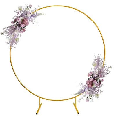 Image de Omgoods - Support pour arche de ballons de 2,2 mètres - Kit d'arche de ballons ronds - Cercle métallique doré - Mariage/Anniversaire - Décoration de fête - Polyvalent - Arche décorative