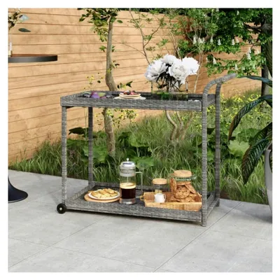Produktbild von Barwagen Grau 100 x 45 x 83 cm aus Poly-Rattan