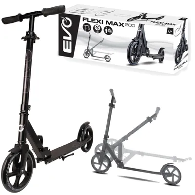 Obrázek produktu pro Evo Dvoukolová městská koloběžka Flexi Max 200 Black s nášlapem a popruhem 8+