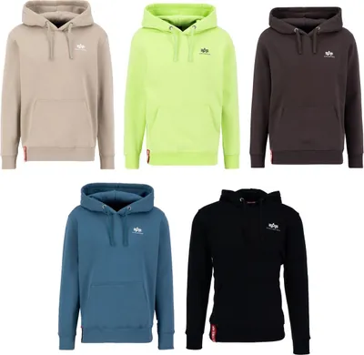 Produktbild von ALPHA INDUSTRIES BASIC HOODY SMALL LOGO Herren Kapuzenpullover, Größe:XL, Farbe:439 - Denim Blue