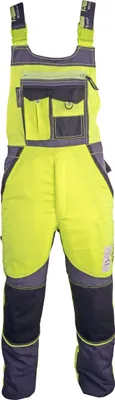 Produktbild von WOODSafe® Schnittschutzhose Klasse 2, KWF Standard Forsthose, Latzhose gelb/grau, Herren - Waldarbeiterhose Größe 54