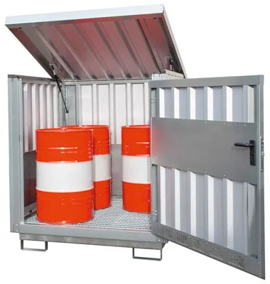 Produktbild von Gefahrstoff-Depot für 4x200l Fass, BxTxH 1535x1590x1710  mm, Auffangvol. 230 l, verzinkt