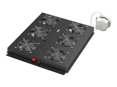 Zdjęcie produktu dla Digitus Panel wentylacyjny 19'' dla szaf serwerowych serii Unique, 4 x wentylator, termostat, czarny, 4 went., Unique Server, Czarny, 435 mm, 505 mm, 65 mm