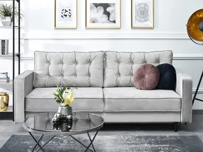 Zdjęcie produktu dla Sofa rozkładana LUZOLO - szary / czarny