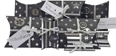 Produktbild von DIY Adventskalender zum Befüllen HoHoHo Metallic, schwarz, silber
