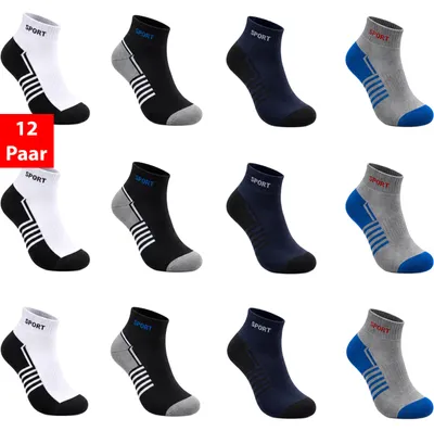 Produktbild von Sneakersocken 12 Paar Kurzsocken Sneaker Socken Herren & Damen Kurz Baumwolle Sport - 43-46, 12 Paar
