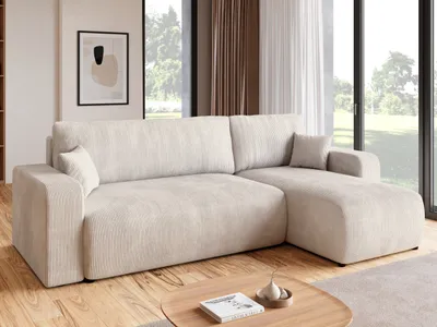 Produktbild von BroMARKT Ecksofa PUMI Schlaffunktion Bettkasten L-Form 125x200 cm Vanilla