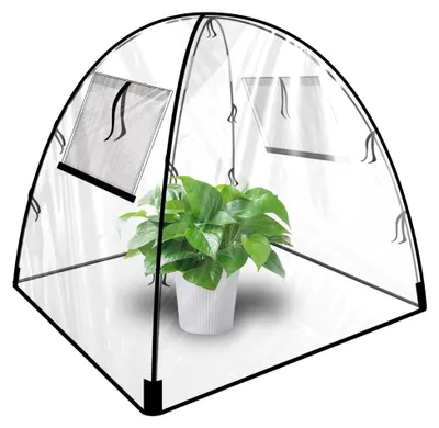Produktbild von Kleines Gewächshaus aus transparentem PVC, Pop-Up Mini Gewächshaus 56 x 56 x 56 cm, Überwinterungszelt für Pflanzen, für Blumen, Garten, Setzlinge, Balkon, Gemüse