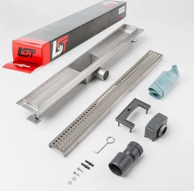 Produktbild von Duschrinne Quadrate 600 x 70 mm höhenverstellbar Duschablauf Duschrost gelocht