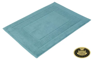 Produktbild von GÖZZE BIO Frottier Badteppich flauschiger voluminöser saugstarker Badvorleger aus Baumwolle Petrol 60 x 100 cm
