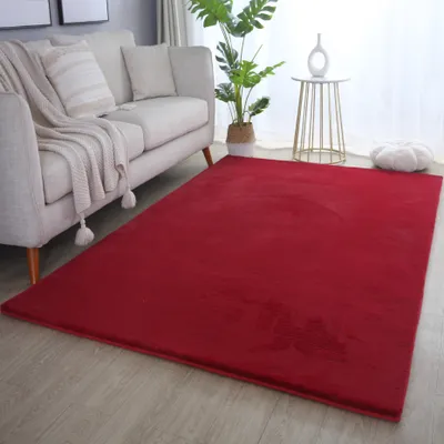 Zdjęcie produktu dla Ayyildiz | Dywan Pluszowy Pouffy - 120 cm x 170 cm - Czerwony - Miękki - Elegancki - Przytulny