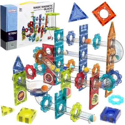 Zdjęcie produktu dla WOOPIE Klocki Magnetyczne Konstrukcyjne 3D Zestaw Edukacyjny Tor Kulkowy Kulodrom 113 el.