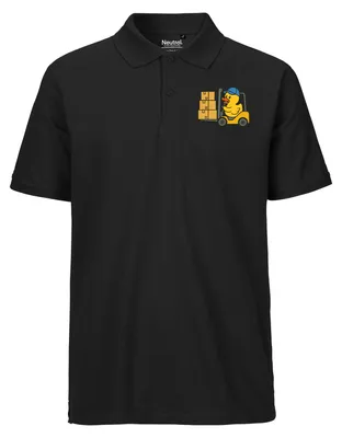 Produktbild von Huuraa Herren Polo Shirt Quietscheente Lager Comic Gummiente XL Black Bio Baumwolle Fairtrade Poloshirt Geschenkidee