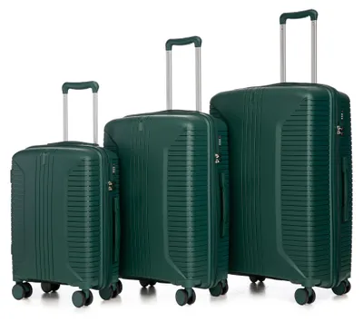 Produktbild von Koffer-Set 3-teilig 20"/24"/28", PP Spinner, mit Seitenhandgriff, Smaragdgrün