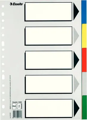 Obrázok produktu pre Esselte 11609, Karta s prázdnym zoznamom, Lepenka, Polypropylén (PP), Viacfarebný, Krajina/portrét, Folio