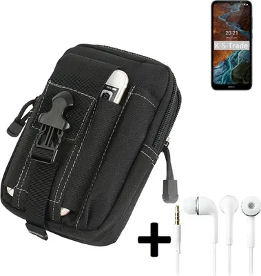Produktbild von K-S-Trade Gürteltache + Kopfhörer kompatibel mit Nokia C10 Gürtel Tasche Holster Schutz Hülle Handy Hülle  schwarz inkl. Extrafächer