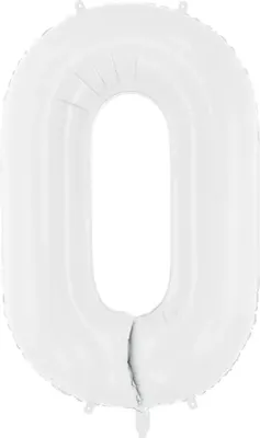 Produktbild von Zahl 0 Weißer Zahlenfolienballon 86cm
