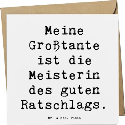 Produktbild von Mr. & Mrs. Panda Klappkarte Spruch Großtante Ratschlag - Weiß - Geschenk, faltkarte, doppelkarte, einzigartige Designs, Liebe, Grußkarte, Familienmitglied, anlasskarte