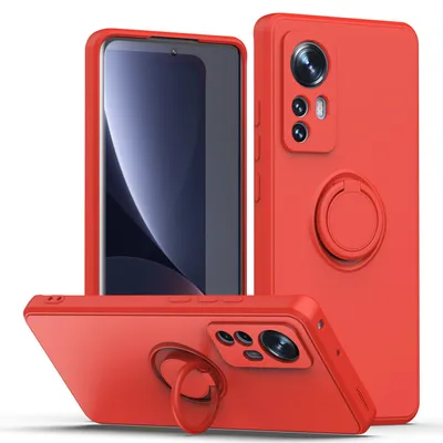 Obrázek produktu pro Xiaomi 12 / 12X Pouzdro, s prstencovým držákem a stojánkem, odolné proti poškrábání, měkký silikon pouzdro pro Xiaomi 12 / 12X červené