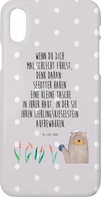 Produktbild von Mr. & Mrs. Panda Iphone 10 Handyhülle Otter Stein - Grau Pastell - Geschenk, X, Pflanzen, Handy, Cover, Fun Facts, Witzige Fakten, Seeotter, Hülle