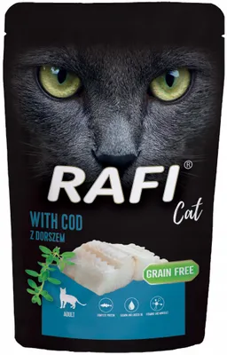 Obrázek produktu pro Rafi Cat Adult 100g Bezobilné mokré krmivo pro kočky s treskou
