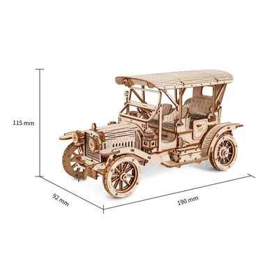 Image de RoboTime Puzzle 3D en bois Voiture historique - Voiture d'époque