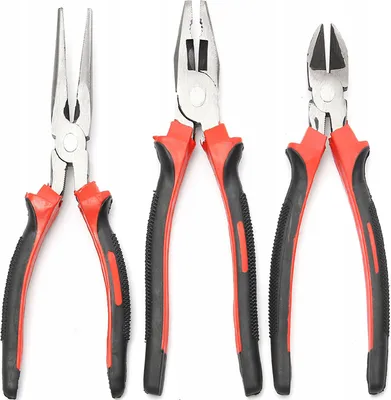 Produktbild von Zangen Set 3-tlg Seitenschneider Abisolier Kombizange Spitzzange 3 Stück 3x Werkzeug Zangenset Rundzange Flachzange Zangen-Set Zangensatz Retoo