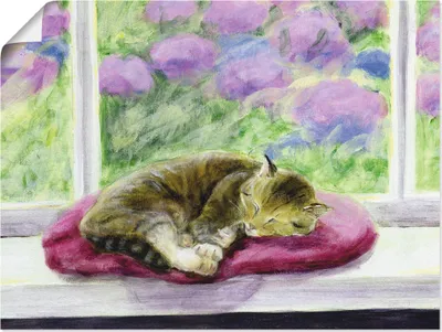 Produktbild von ARTland Poster Katze auf Gartenfensterbank Größe: 60x45 cm