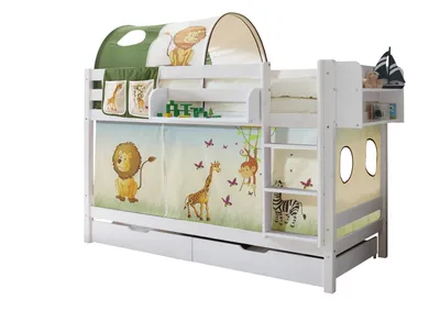 Produktbild von Etagenbett "Marcel" Kiefer weiß Motiv (Safari)