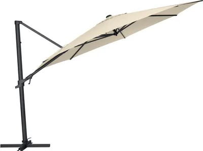 Produktbild von KETTLER Easy Flex Ampelschirm Ø 350 cm, UPF 50+, inkl. Abdeckhaube+ Schirmständer, anthrazit matt/ natur, Aluminium/Polyester mit PolyurethanBeschichtung