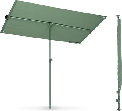 Produktbild von Blumfeldt Sonnenschirm für Balkon Rechteckig, Sonnenschirm mit LED Beleuchtung, Wasserdicht & UV-Schutz, Balkon Sonnenschirm für Terrasse & Garten, Höhenverstellbarer Balkon Schirm Sonnenschutz