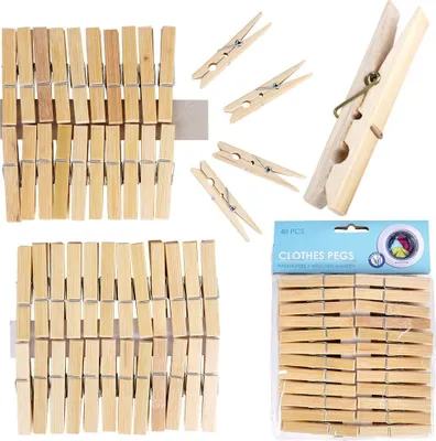 Produktbild von Holzklammern Wäscheklammern aus Bambusholz für Wäscheleine 48 Stück