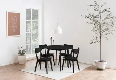 Productafbeelding van Eetkamerset Vernoza Eiken Zwart Ø105cm - Giga Living