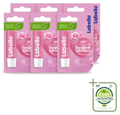 Immagine prodotto di 6 x Balsamo labbra Labello Soft Rosé - 4,8 g - Confezione grande - 6 pezzi