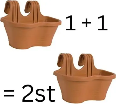 Immagine prodotto di 1+1 Terra Cotta Balkonbak – Fioriere sospese in plastica per balcone o giardino – Resistenti alle intemperie e ai raggi UV