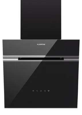 Obrázek produktu pro Klarstein Alina digestoř – šikmá digestoř 570 m³/h, dotykové ovládání, LED osvětlení, třída energetické účinnosti A, 54 dB, odsávání vzduchu a recirkulace, včetně aktivního uhlíkového filtru, černá
