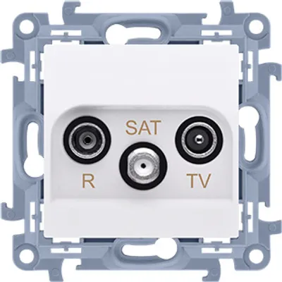 Zdjęcie produktu dla R- TV- SAT gniazdo antenowe końcowe do gniazda przelotowego R -TV -SAT - 1,5 dB biały Kontakt Simon 10 CASK.01/11