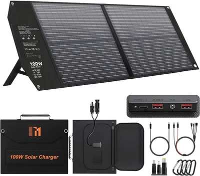 Obrázok produktu pre 100W solárny panel, skladací, USB-C PD 65W, rýchle nabíjanie, 24V, MC4, DC, QC3.0, USB-A. Solárny panel pre powerbanky, solárnu energiu, generátory, outdoorové aktivity, kemping