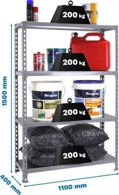 Produktbild von SIMONCLICK SUPERPLUS 4/400 1500 CINZA/CINZA Metallregal