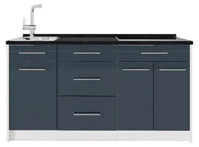 Obrázok produktu pre Kuchynský blok Vicco Fame-Line Tmavo modrá vysoký lesk/biely 150 cm bez pracovnej dosky, Model 65328