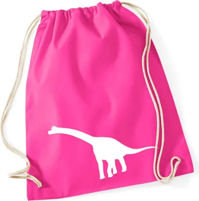 Produktbild von Huuraa Turnbeutel Brachiosaurus Dinosaurier 12 Liter Fuchsia Baumwolle Rucksack Geschenkidee