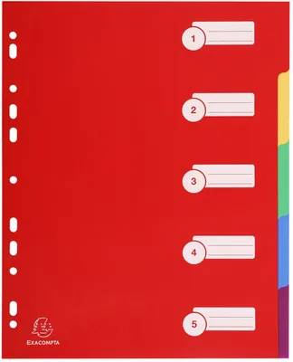 Image de Exacompta Intercalaires A4 Maxi PP 300µ 5 onglets Intercalaires colorés Polypropylène