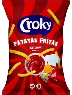 Produktbild von Croky Patatas Fritas Ketchup 100g – Knusprige Kartoffelchips mit Ketchup-Geschmack